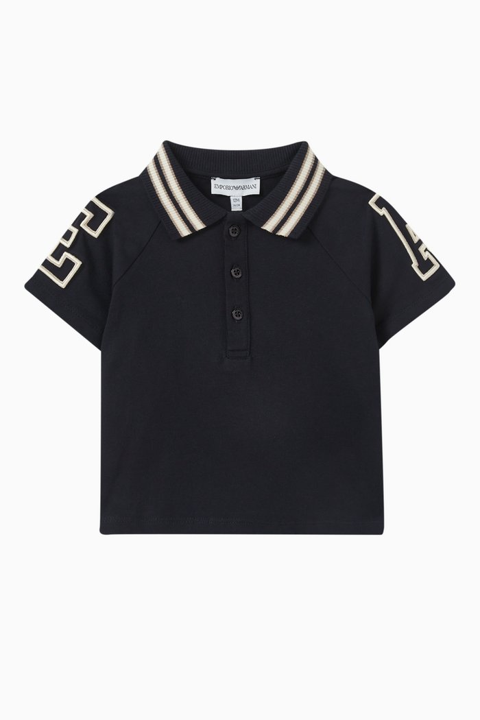 

EA Embroidered Polo Shirt in Cotton, Blue