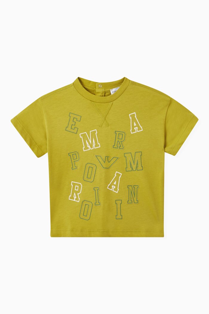 Graphic Logo Print T-shirt in Cotton Jersey, Green