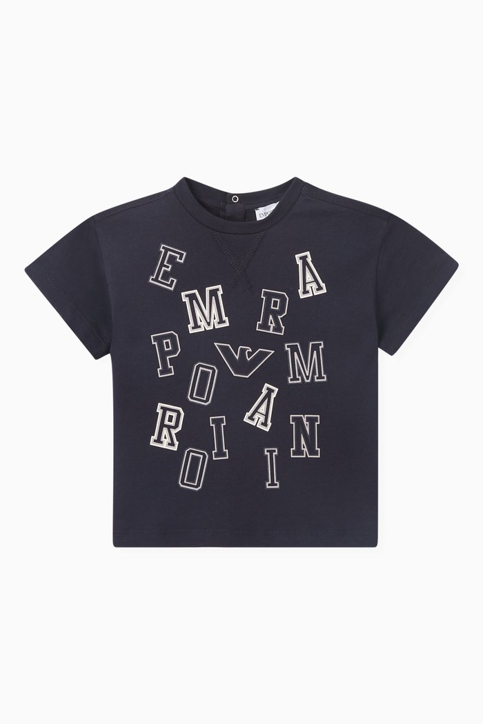 

Graphic Logo Print T-shirt in Cotton Jersey, Blue