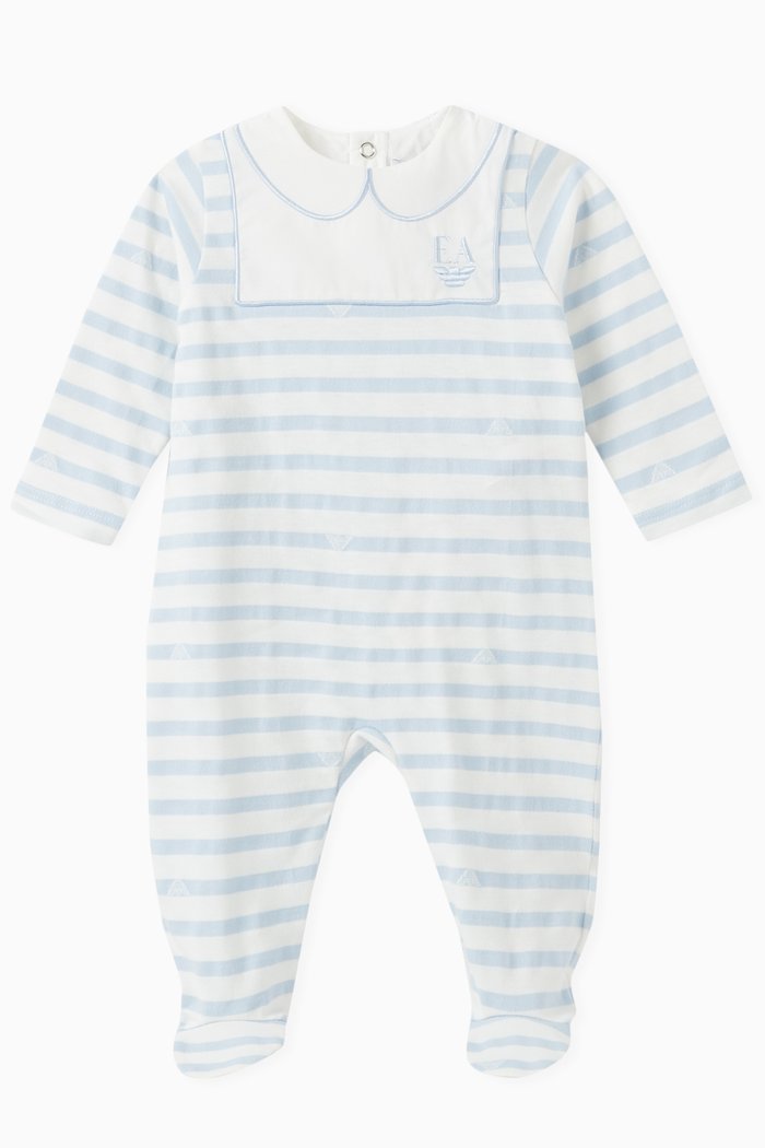

Striped Logo Jumpsuit in Cotton, Blue