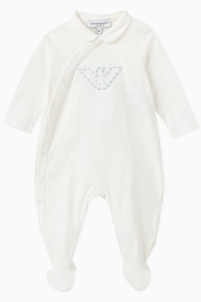 

Embroidered Logo Jumpsuit in Cotton, Blue