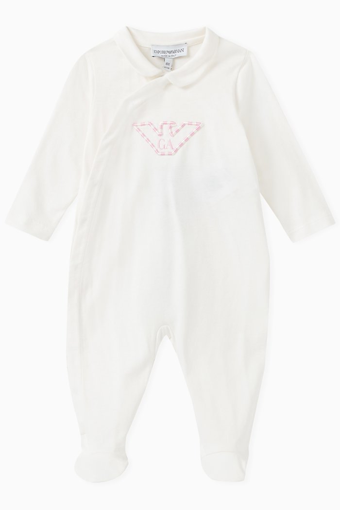 

Embroidered Logo Jumpsuit in Cotton, Pink
