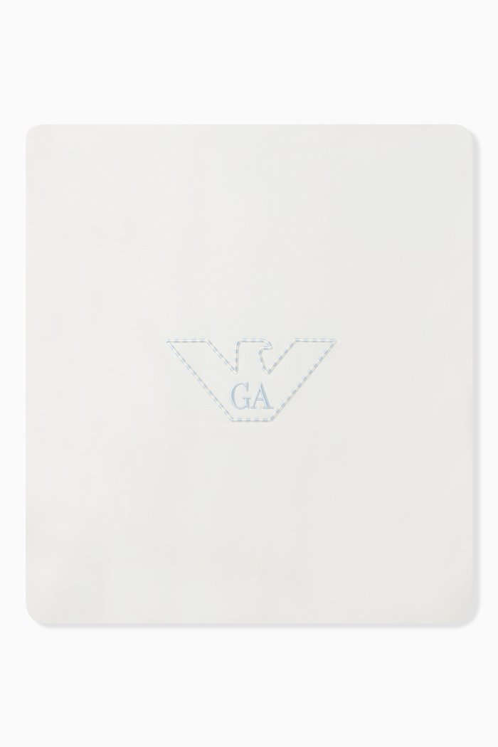 Embroidered Eagle Blanket in Cotton, Blue