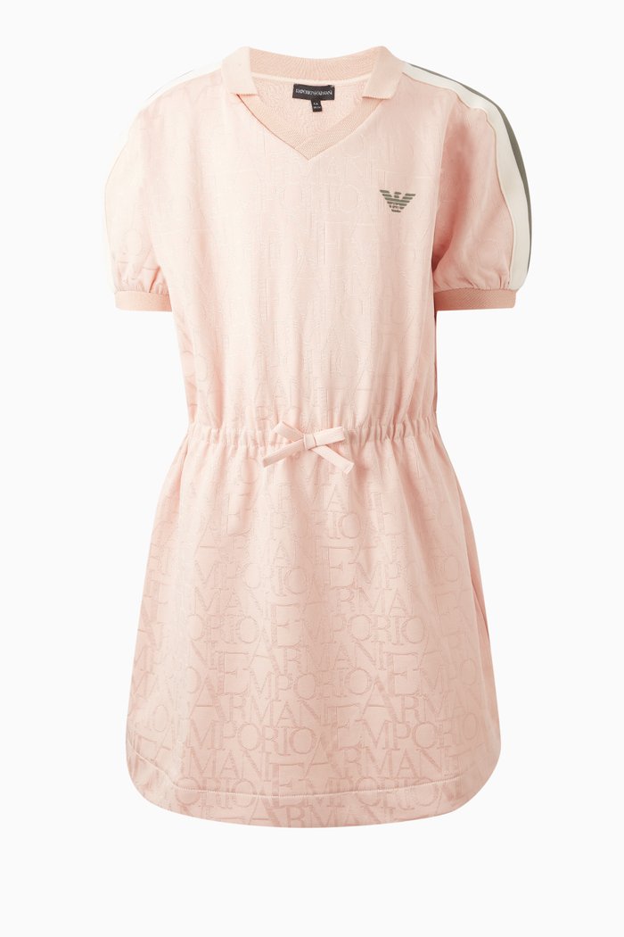 

Logo Print Dress in Cotton Blend, Pink
