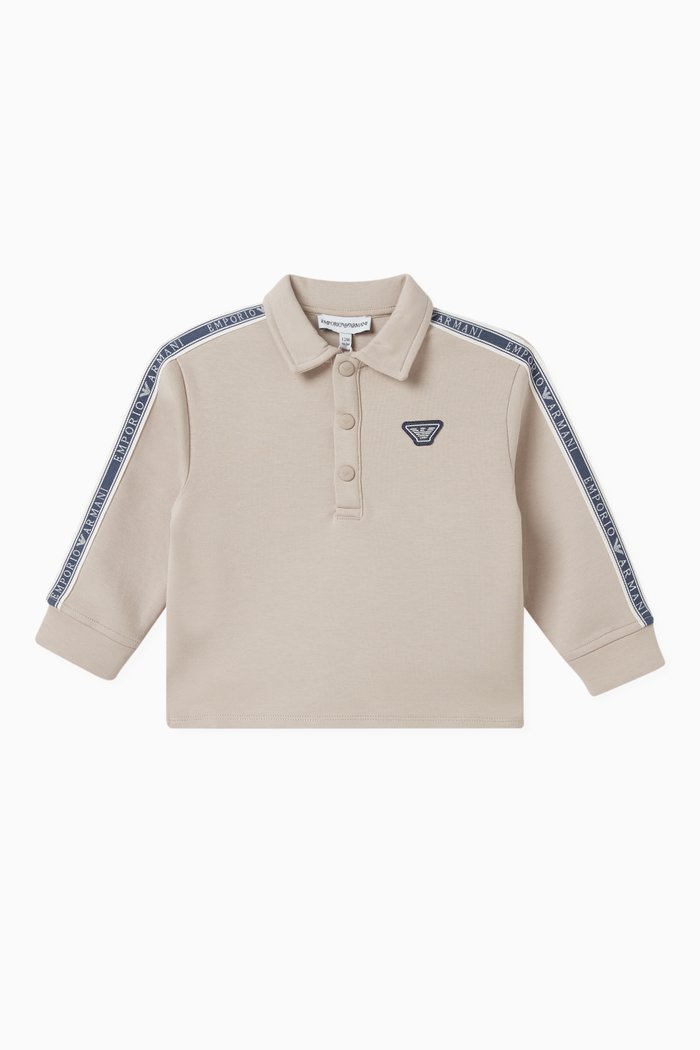 

Text Logo Tape Polo Shirt in Jersey, Neutral