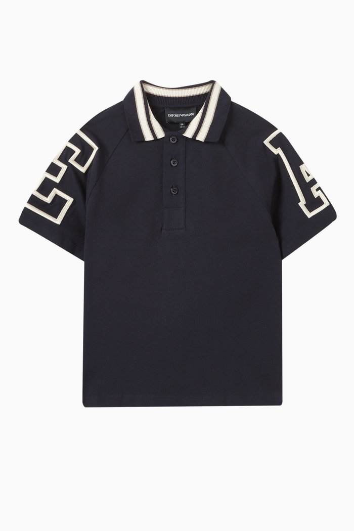 EA Logo Polo Shirt in Cotton, Blue
