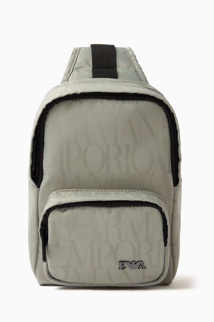 

Small All-over EA Logo Pouch Bag in Nylon, Green