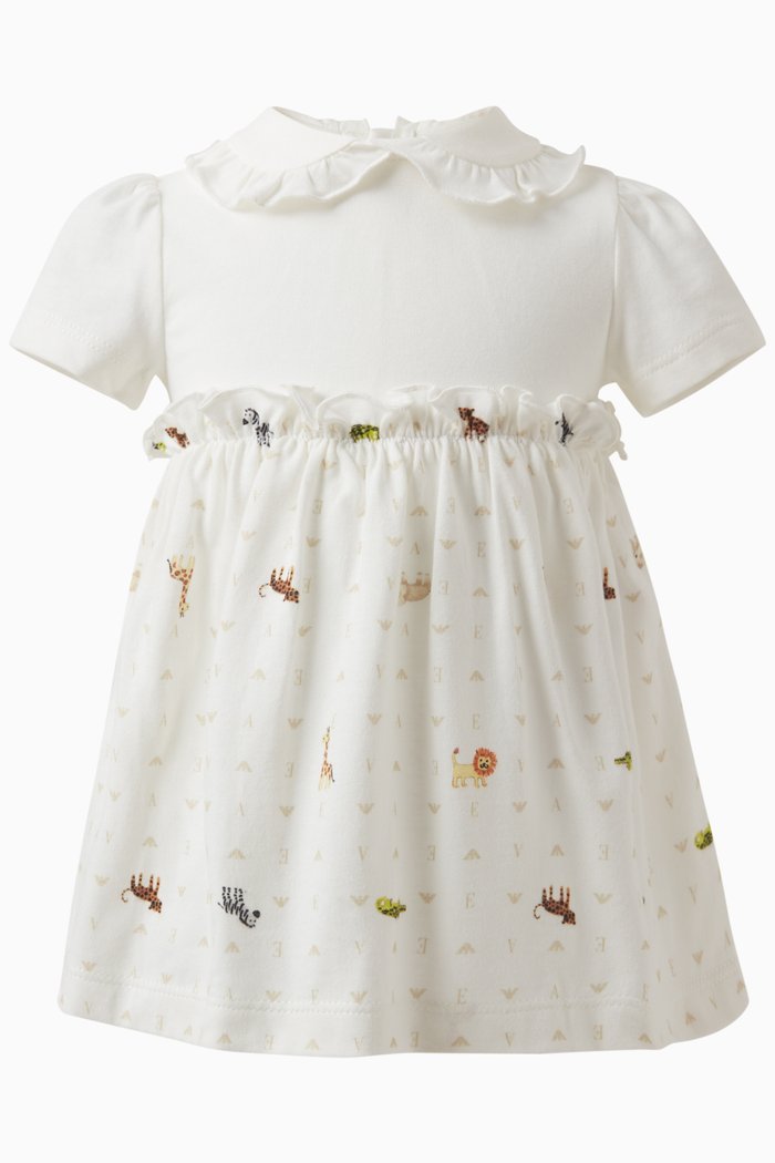 

Micro-animals Dress & Bloomer Set, White