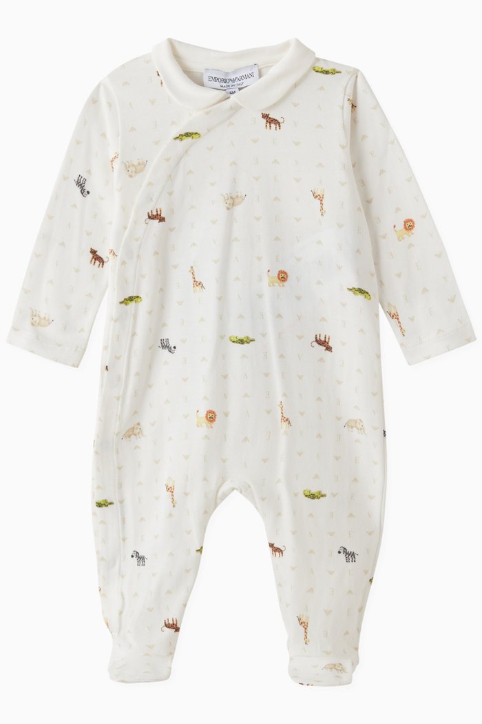 

All-over Micro Logo & Animals Jumpsuit, White