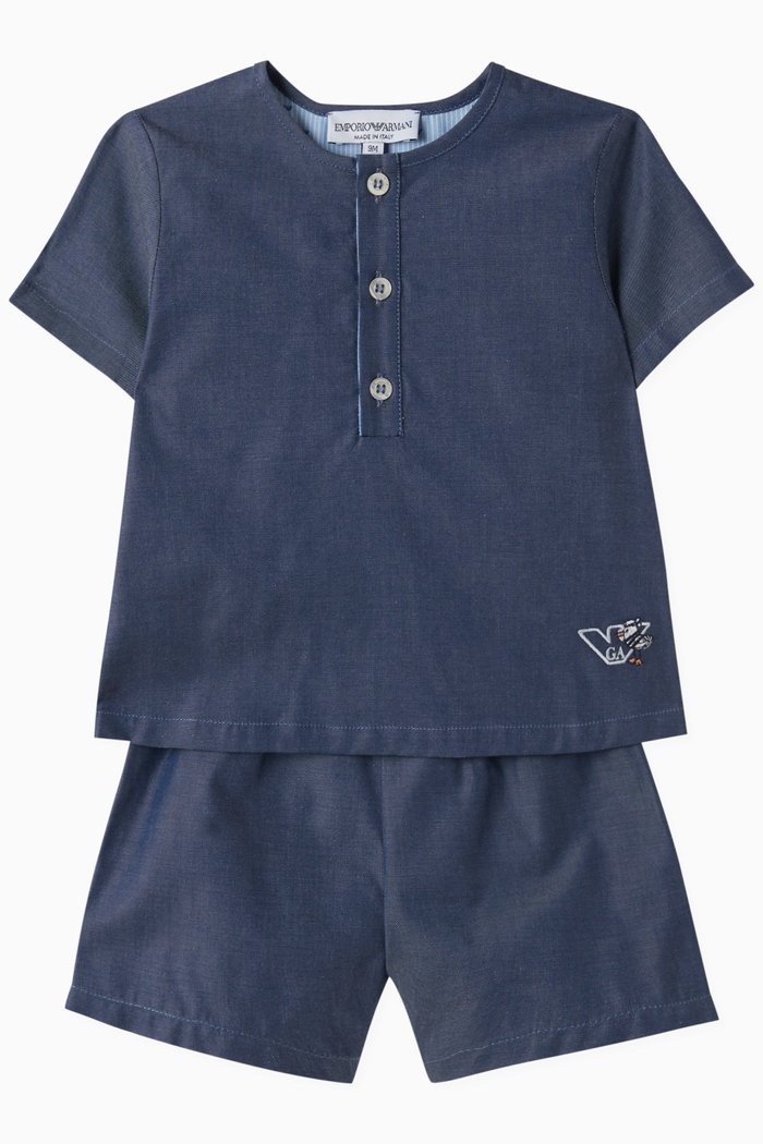 

Logo T-shirt & Shorts Set in Cotton, Blue