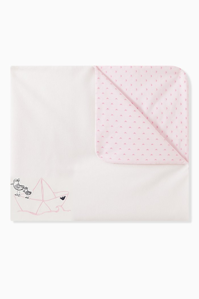 

Embroidered Sailor Blanket in Cotton, Pink