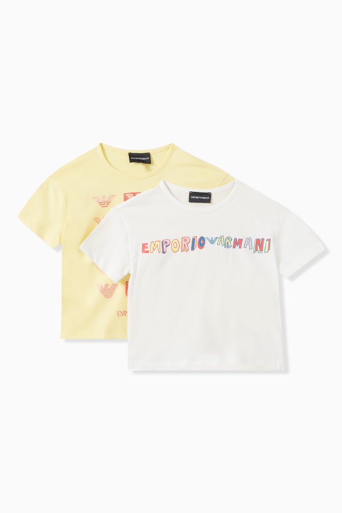 

Logo Print T-Shirt in Cotton, Set of 2, White