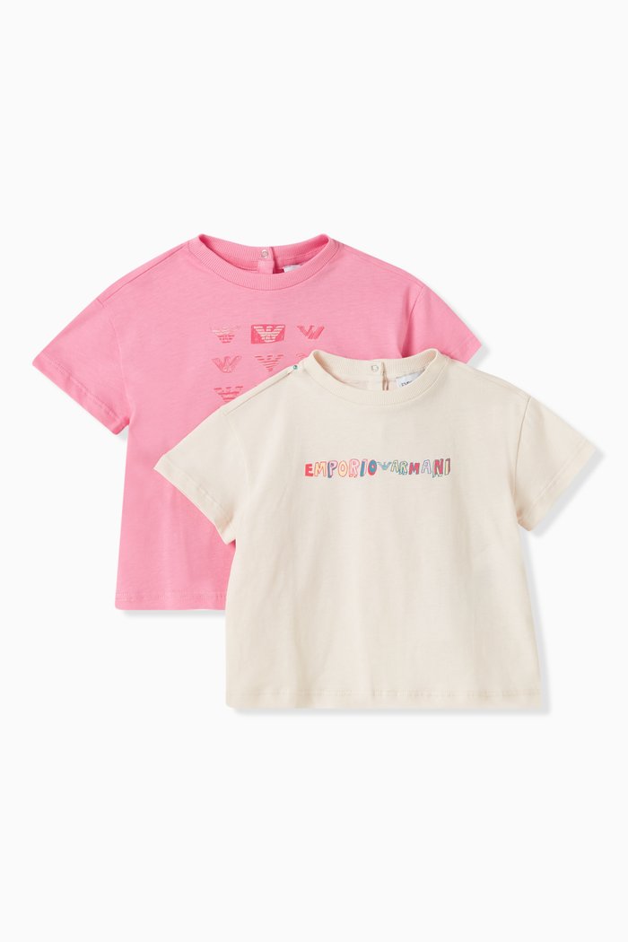 

2-pack Logo Print T-shirts in Cotton, Pink