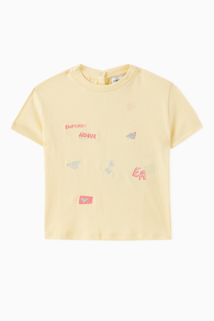 Embroidered Logo T-Shirt in Cotton, Yellow