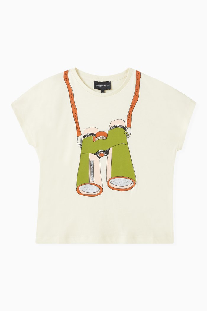 Binoculars-print T-shirt in Cotton, Neutral