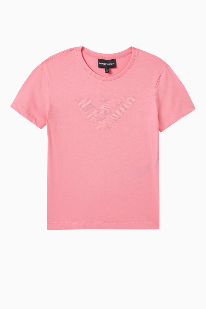 

Embellished Logo T-Shirt in Cotton, Pink
