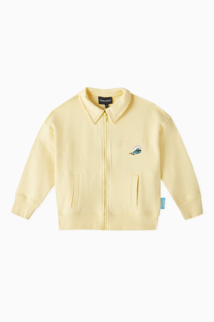 

X The Smurfs Zip-up Sweatshirt in Cotton, Yellow