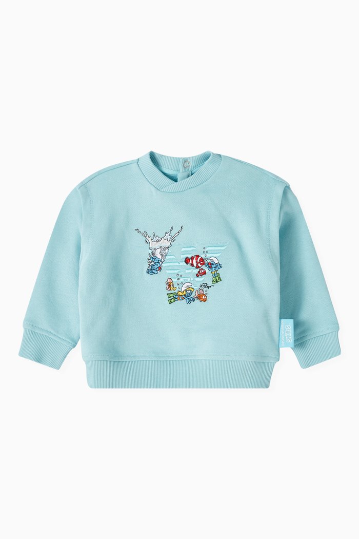 

x The Smurfs Logo Sweatshirt in Organic-cotton, Blue