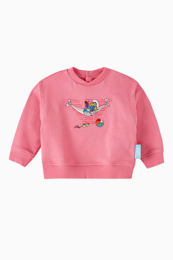 

X The Smurfs Logo Sweatshirt in Organic-cotton, Pink