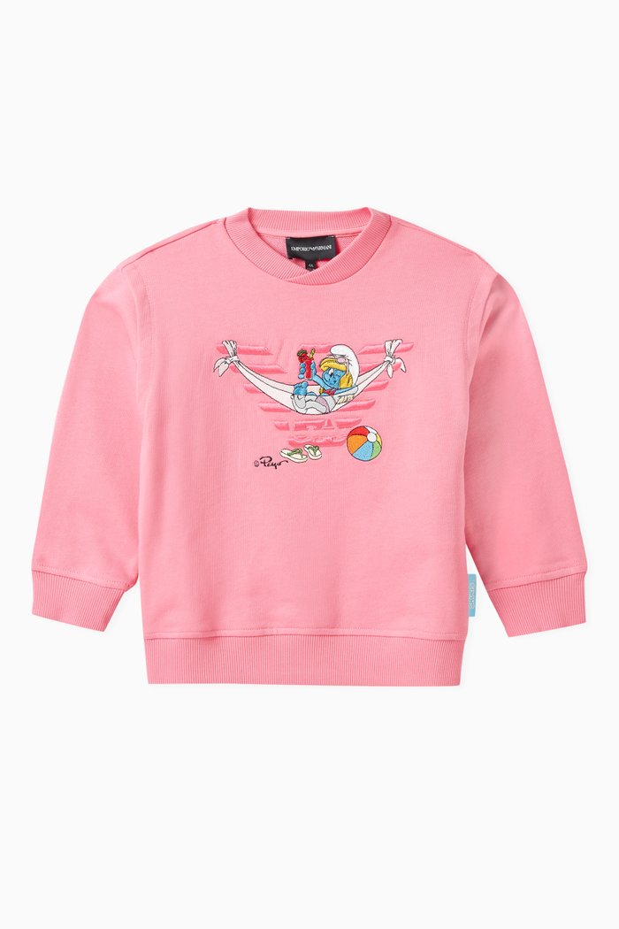 Logo Smurfette Sweatshirt in Cotton, Pink