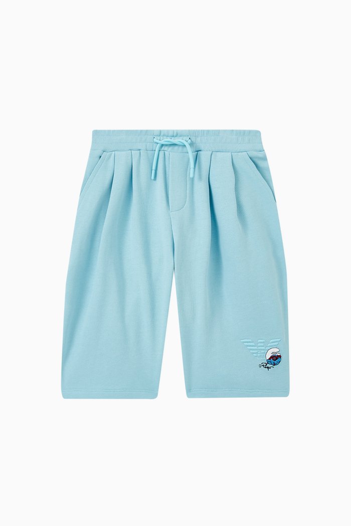 

Smurf Logo Shorts in Cotton, Blue