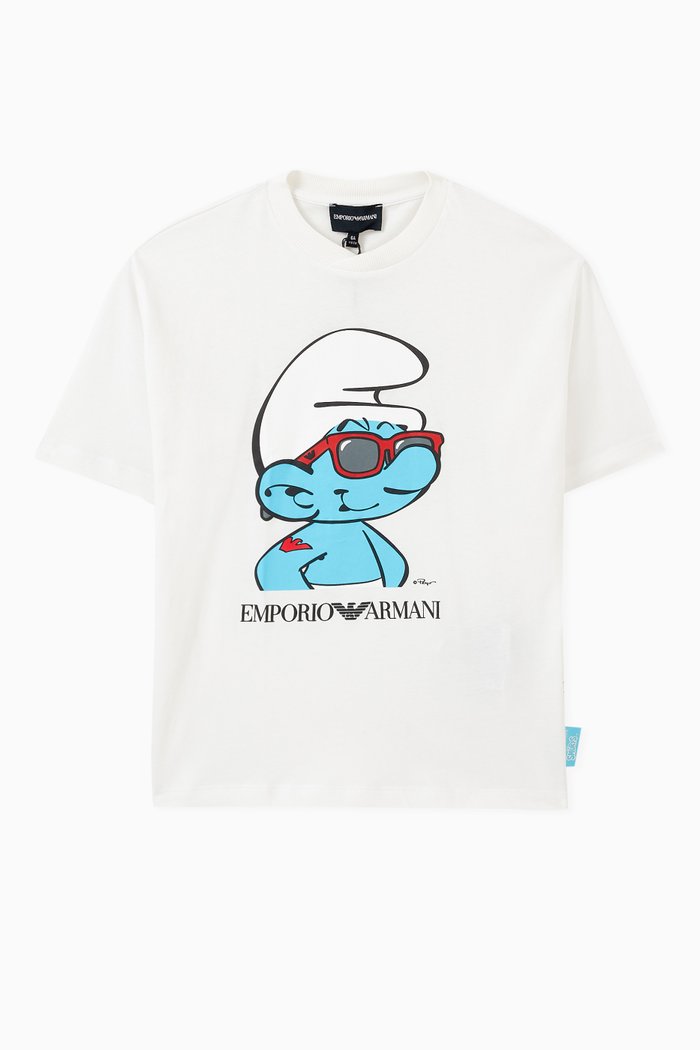 

x The Smurfs Logo T-shirt in Cotton, White