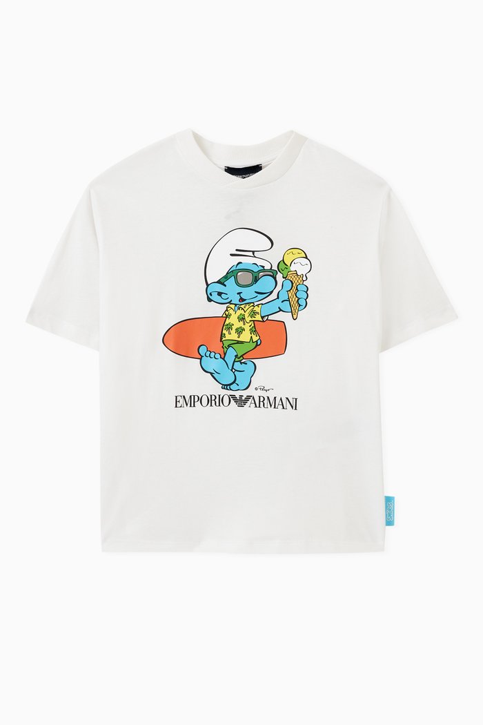

x The Smurfs Logo T-shirt in Cotton, White