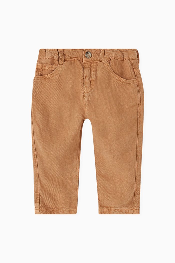 

Metal Logo Straight Jeans in Cotton, Brown