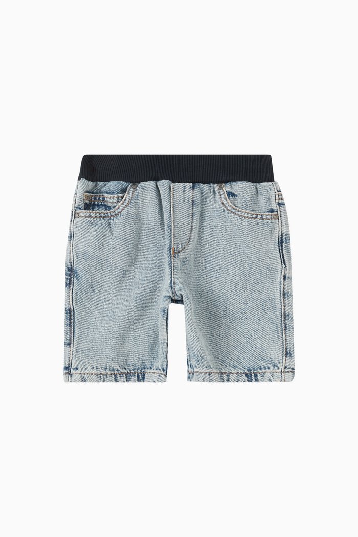 

Elasticated Logo Shorts in Denim, Blue