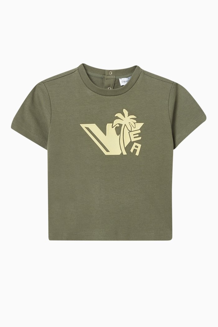 

Textured EA Logo T-shirt in Cotton, Green
