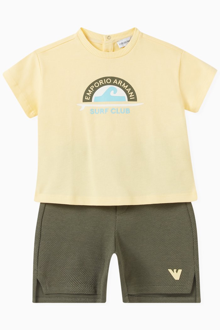 

Surf Club Print T-shirt and Shorts Set in Cotton, Yellow