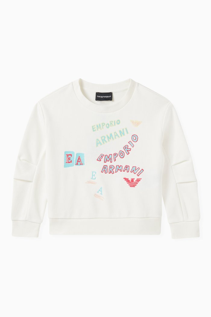 

EA Logo Print Sweatshirt in Cotton, White