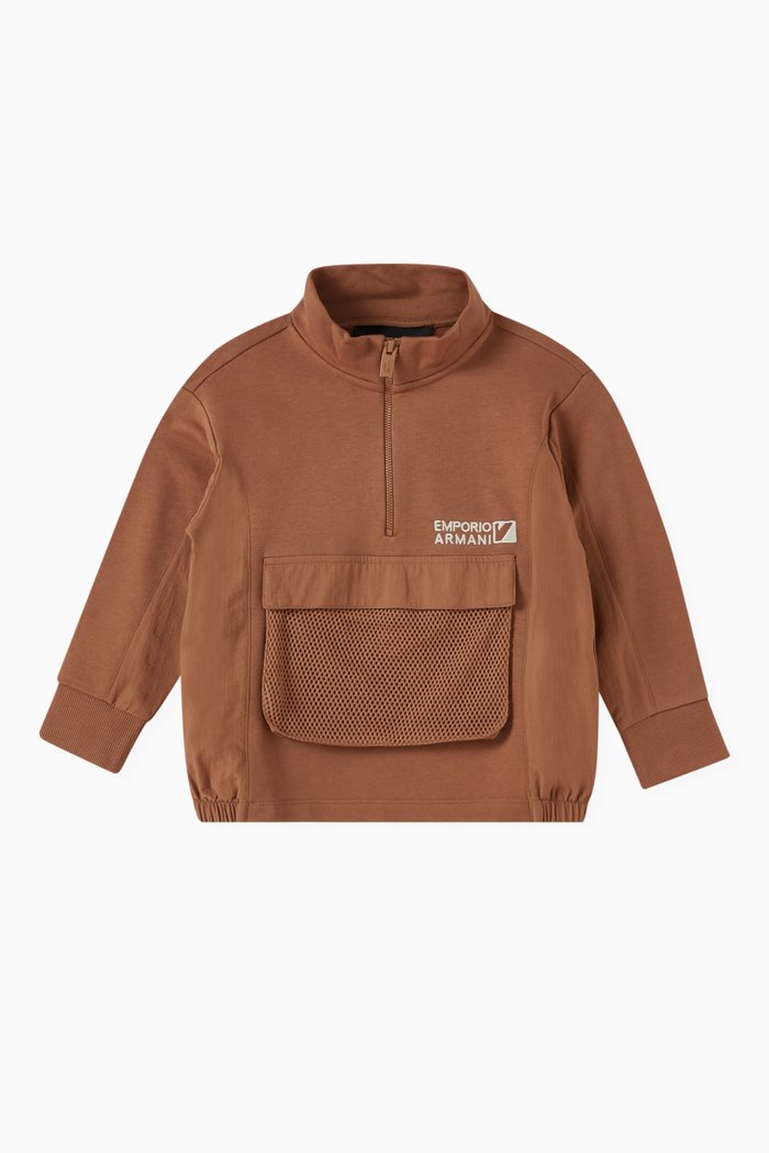 

EA Logo-embroidered Sweatshirt in Jersey, Brown