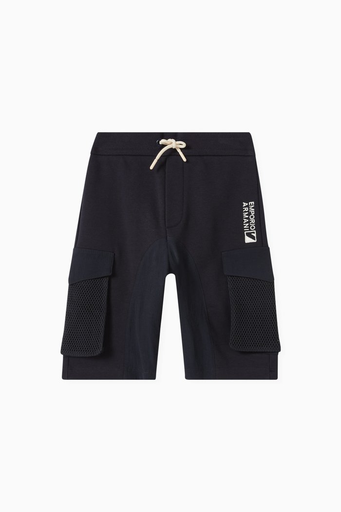 Logo-embroidered Shorts in Cotton, Blue