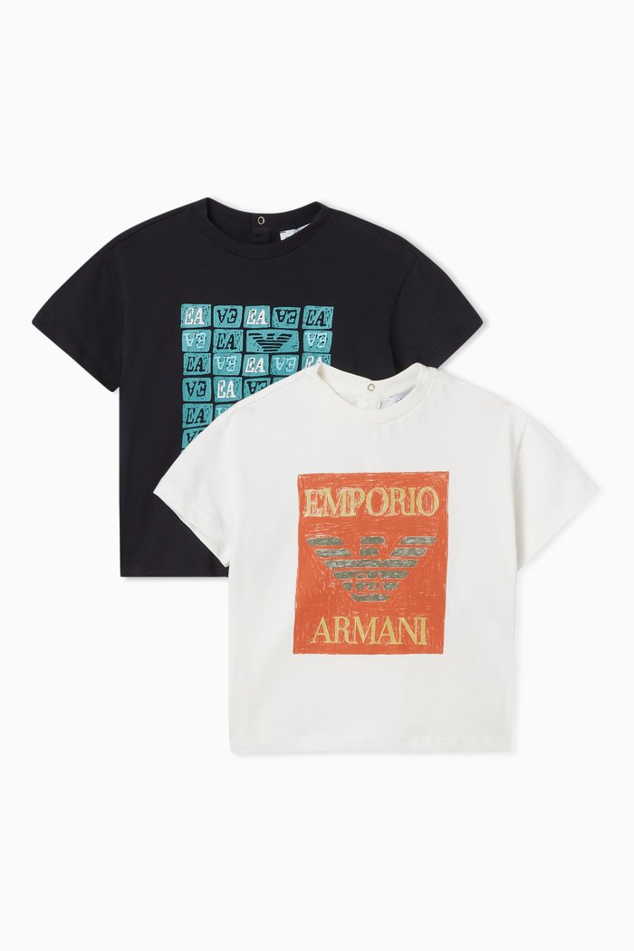 

Logo Print T-Shirts in Cotton, Set of 2, White