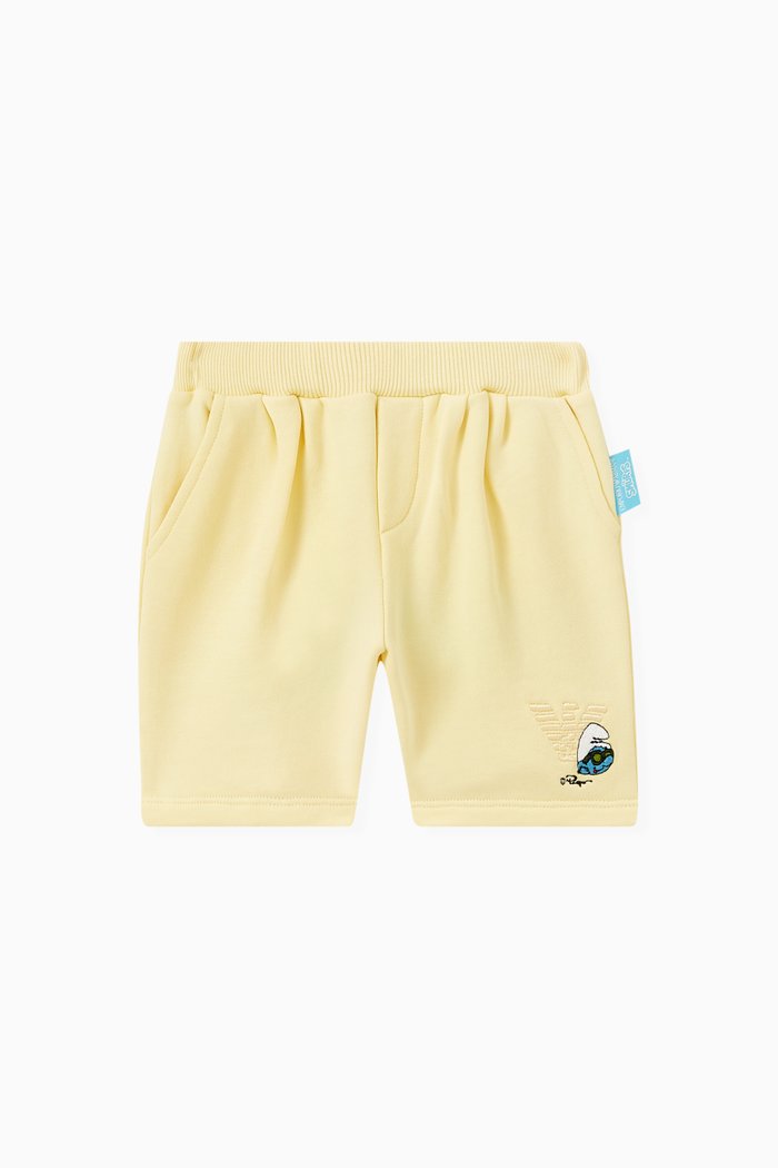 Smurf Logo Shorts in Cotton, Yellow