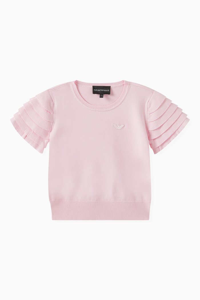 

Ruffled-sleeve Sweater, Pink