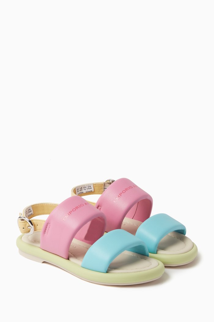 Double Band Sandals in Nappa Leather, Multicolour