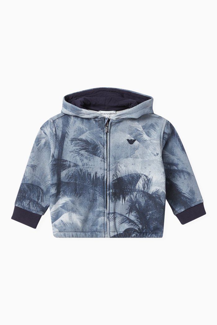 

Palm Tree Hoodie in Jersey, Blue