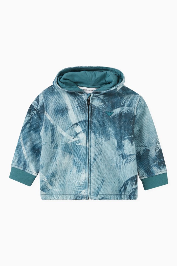

Palm Tree Hoodie in Jersey, Green