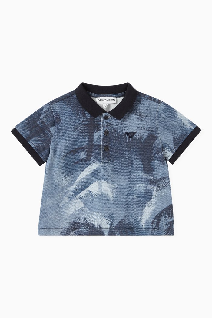 

Palm Trees Polo Shirt in Jersey, Blue