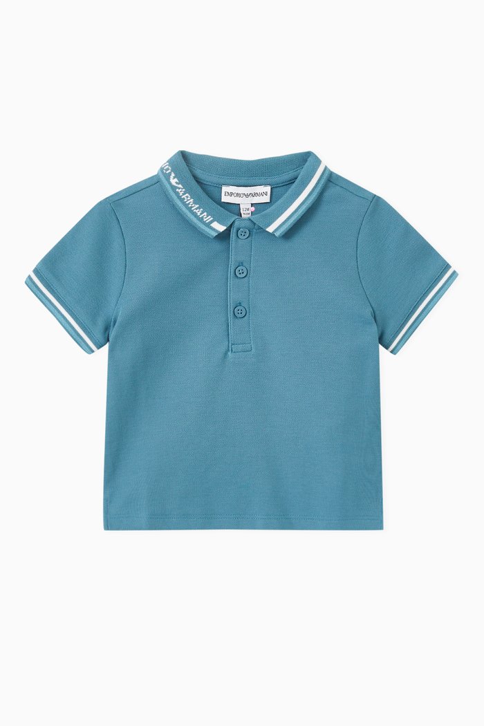 Micro Eagle Logo Polo Shirt in Cotton-piqué, Green