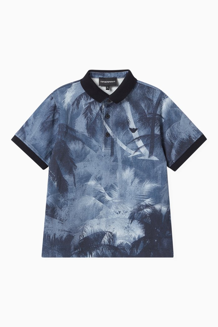 

Palm Trees Polo Shirt in Jersey, Blue