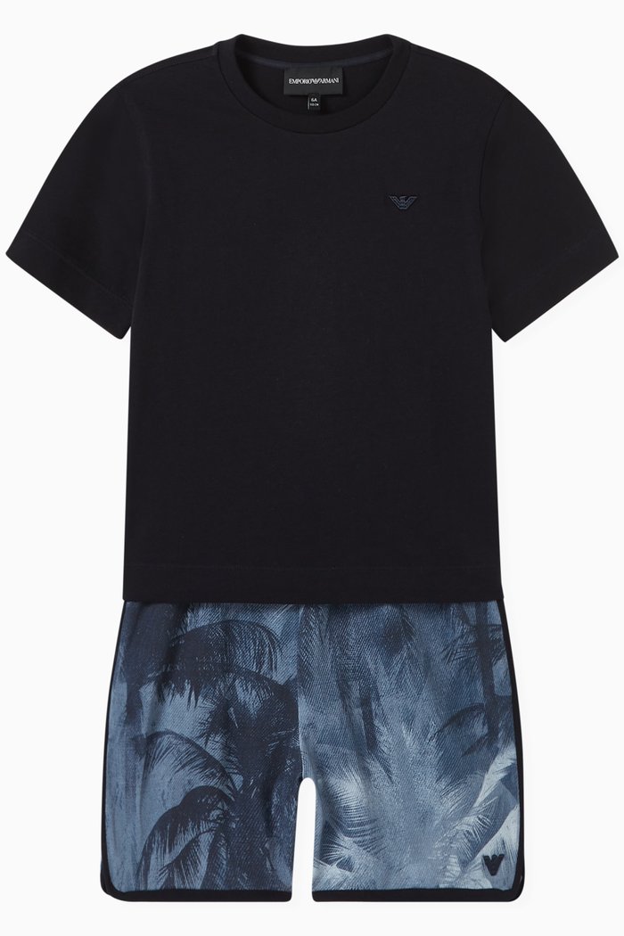 

Palm-tree T-shirt & Shorts Set, Blue