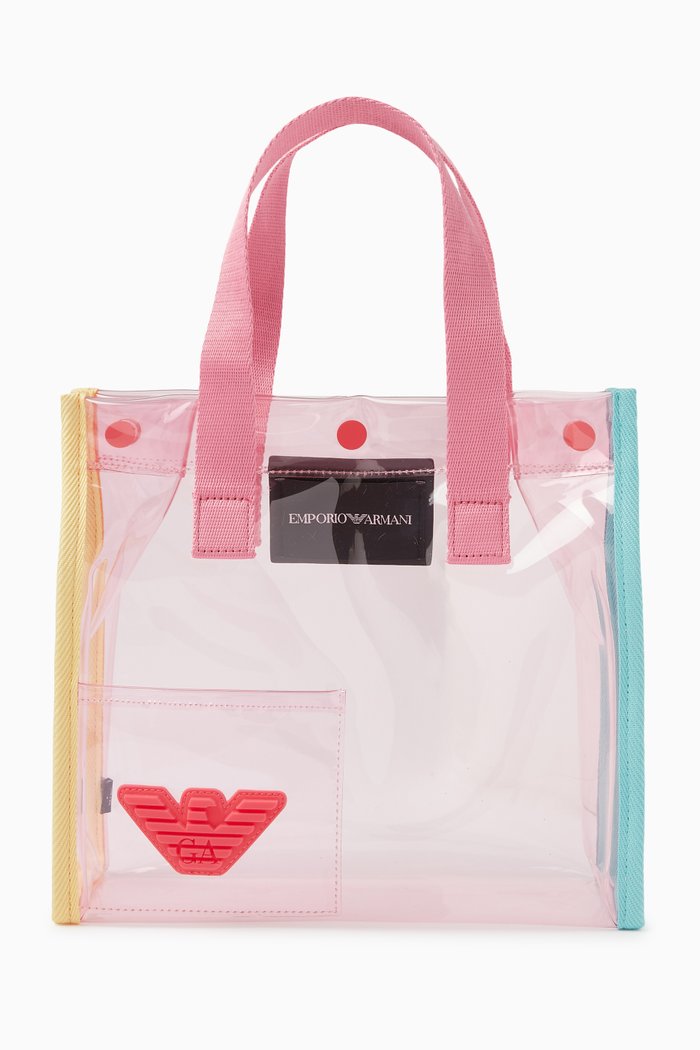 

Transparent Logo Tote Bag in PVC, Multicolour