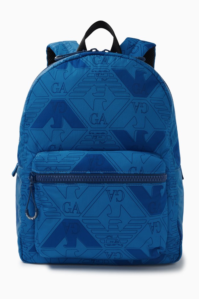 

All-over Logo Backpack in Nylon, Blue