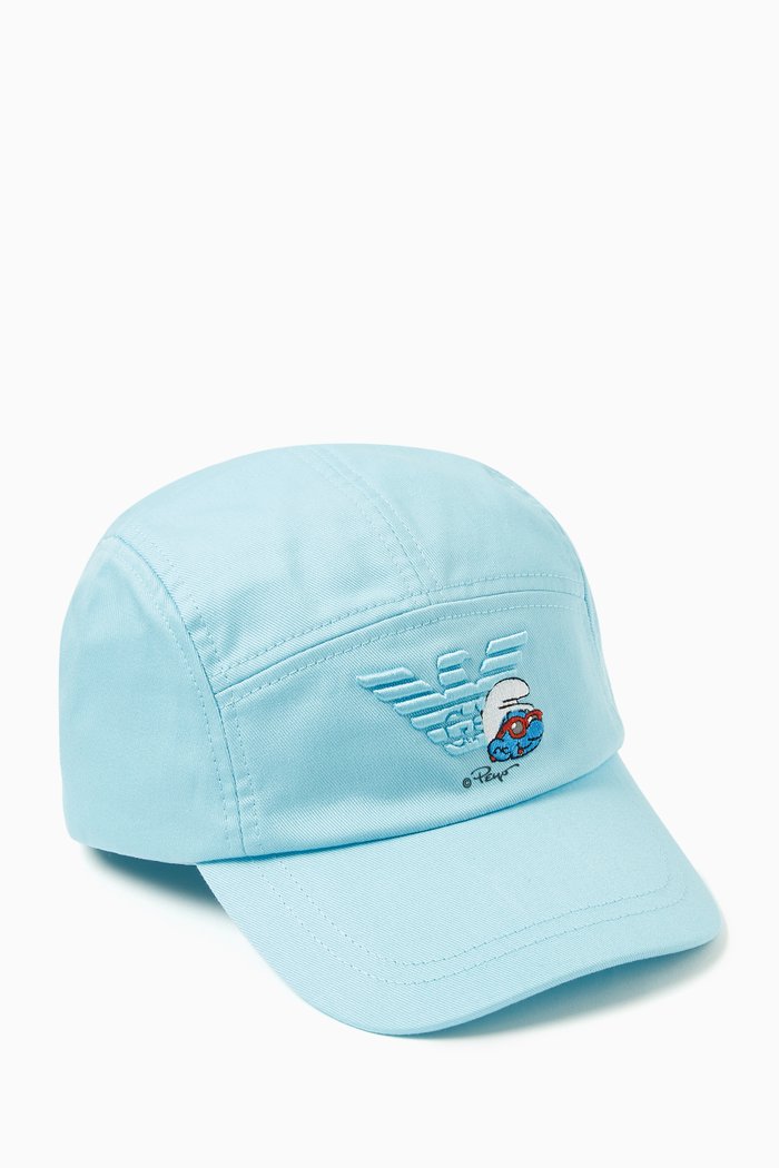 

x The Smurfs Logo Baseball Hat in Organic Cotton Twill, Blue