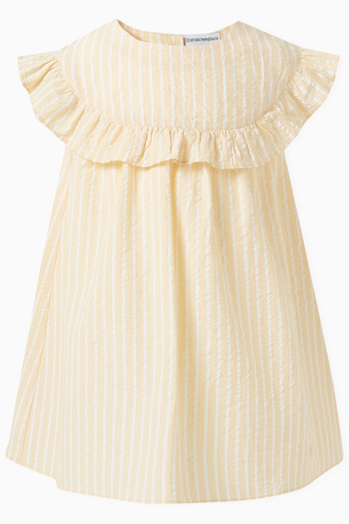 

Seersucker Striped Dress in Cotton, Yellow