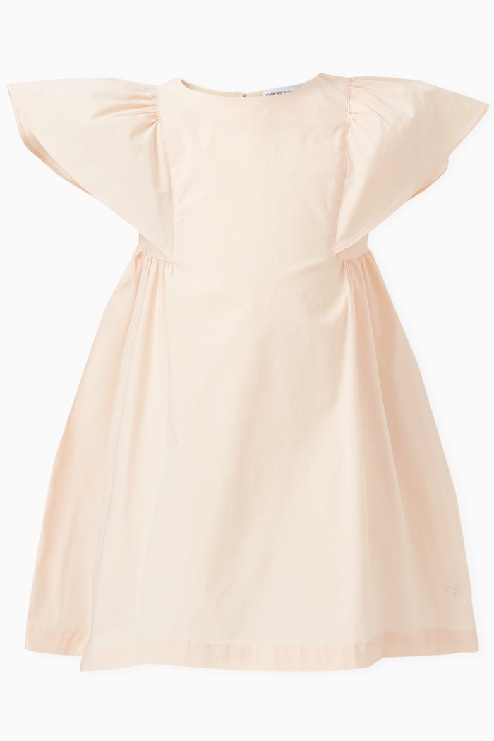 

Frill-sleeve Dress in Poplin, Neutral