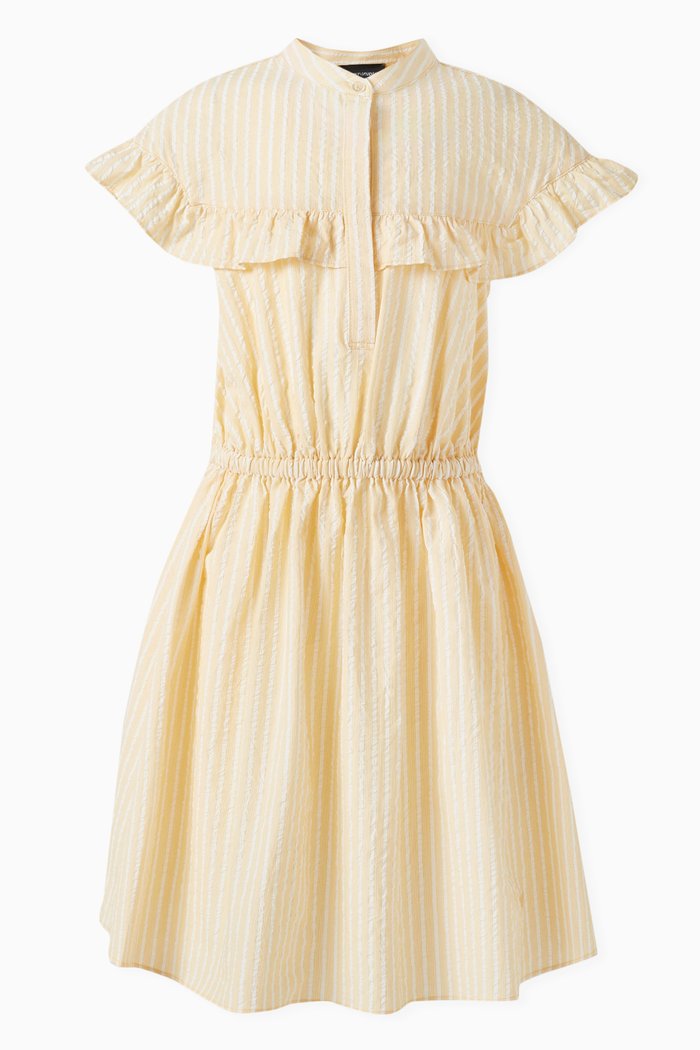 

Seersucker Striped Dress in Cotton, Yellow